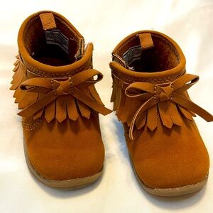 Brown Fringe Moccasin Kids Shoes